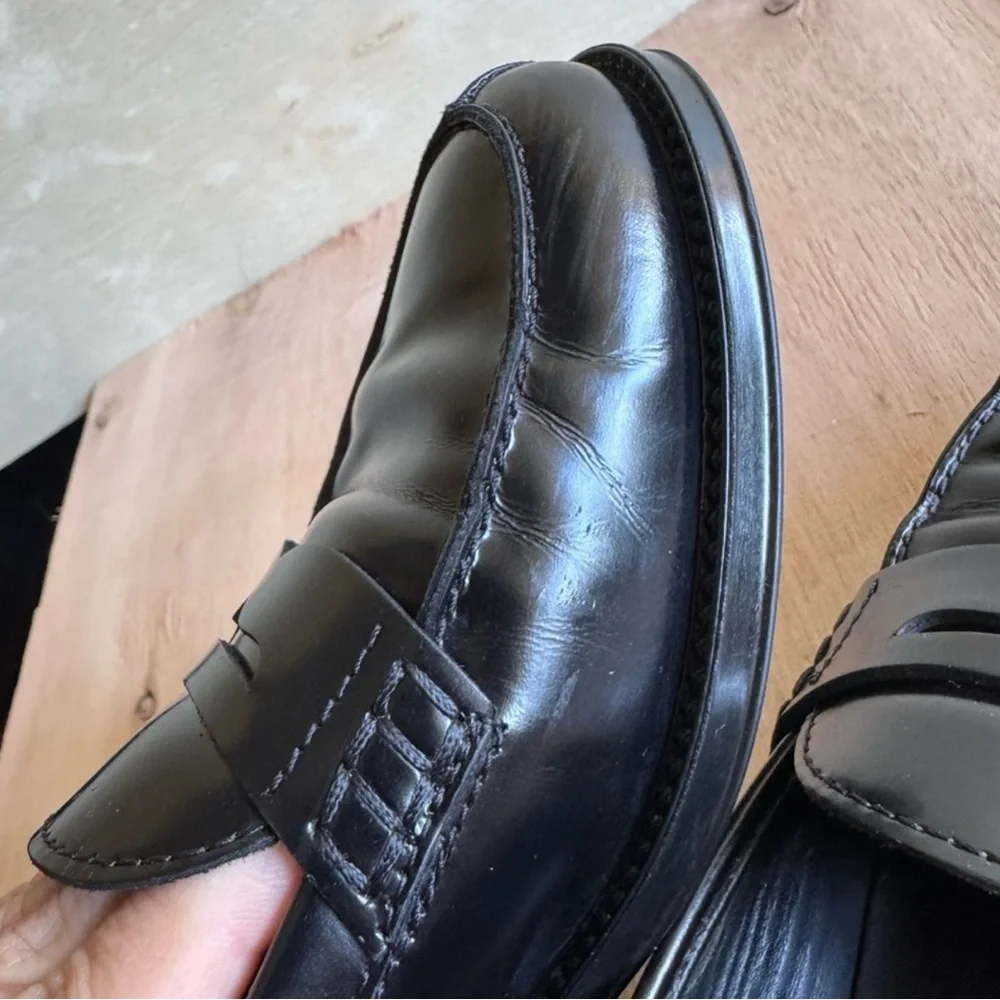 TOD'S Black Leather Loafers SZ 5.5 Gently Used - Picture 7 of 9